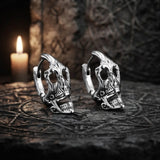 Punk Street-Style Stainless Steel Skull Hoop Earrings | Gthic.com