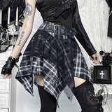 Punk Street Style Star Mesh Plaid Skirt | Gthic.com