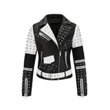 Punk Studded Asymmetrical Zipper Biker Jacket | Gthic.com