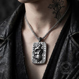 Punk Studded Border Skull Stainless Steel Pendant | Gthic.com