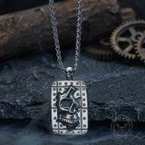 Punk Studded Border Skull Stainless Steel Pendant | Gthic.com