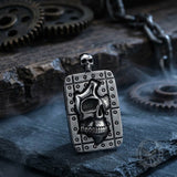 Punk Studded Border Skull Stainless Steel Pendant