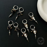 Punk Studded Cone Double Ring Stainless Steel Earrings | Gthic.com