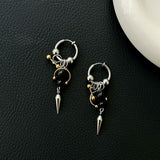 Punk Studded Cone Double Ring Stainless Steel Earrings | Gthic.com