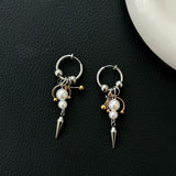 Punk Studded Cone Double Ring Stainless Steel Earrings | Gthic.com