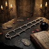 Punk Studded Cross-Beaded Stainless Steel Clavicle Necklace | Gthic.com