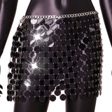Punk Style Shiny Sequined See-Through Skirt