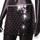 Punk Style Shiny Sequined See-Through Skirt