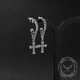 Punk Tassel Cross Stainless Steel Earrings 01 | Gthic.com