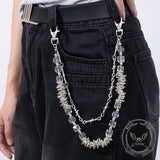 Punk Thorns Crystal Beaded Double Layer Alloy Pants Chain | Gthic.com