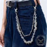 Punk Thorns Crystal Beaded Double Layer Alloy Pants Chain | Gthic.com