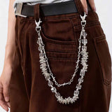 Punk Thorns Crystal Beaded Double Layer Alloy Pants Chain | Gthic.com