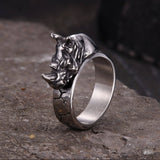 Punk Wild Rhino Stainless Steel Ring | Gthic.com