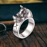 Punk Wild Rhino Stainless Steel Ring | Ghtic.com