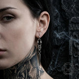 Punk Woven Chain Spike Stainless Steel Drop Earrings | Gthic.com