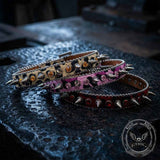 Punk Y2K Leopard Spiked Rhinestone Choker Necklace | Gthic.com
