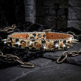 Punk Y2K Leopard Spiked Rhinestone Choker Necklace