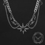 Punk Y2K Wings Star Stainless Steel Clavicle Chain 03 | Gthic.com