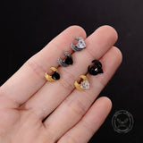 Punk Zircon Heart Wing Stainless Steel Stud Earrings | Gthic.com