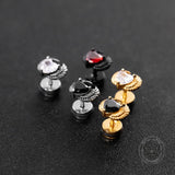 Punk Zircon Heart Wing Stainless Steel Stud Earrings | Gthic.com