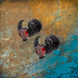 Punk Zircon Heart Wing Stainless Steel Stud Earrings