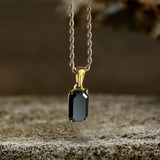Rectangular Black Zircon Cuban Chain Stainless Steel Pendant | Gthic.com