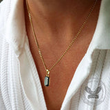 Rectangular Black Zircon Cuban Chain Stainless Steel Pendant | Gthic.com