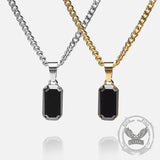 Rectangular Black Zircon Cuban Chain Stainless Steel Pendant | Gthic.com