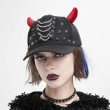 Red Devil Horns Studded Cap | Gthic.com