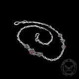 Red Gem-Set Roses Sterling Silver Necklace | Gthic.com