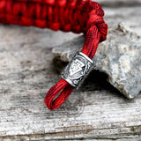 Red Thor’s Hammer Valknut Stainless Steel Paracord Bracelet | Gthic.com