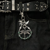 Retro Angel Wings Matte Beaded Alloy Pants Chain | Gthic.com