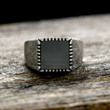 Retro Black Square Stainless Steel Ring | Gthic.com