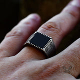 Retro Black Square Stainless Steel Ring | Gthic.com
