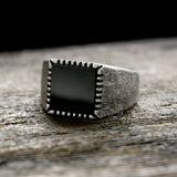 Retro Black Square Stainless Steel Ring | Gthic.com
