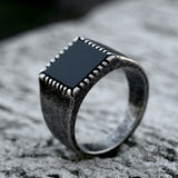 Retro Black Square Stainless Steel Ring | Gthic.com