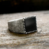 Retro Black Square Stainless Steel Ring | Gthic.com