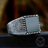 Retro Black Square Stainless Steel Ring | Gthic.com