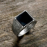 Retro Black Square Stainless Steel Ring | Gthic.com