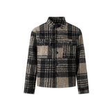 Retro Brown Plaid Lapel Loose Short Jacket Coat | Gthic.com