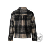 Retro Brown Plaid Lapel Loose Short Jacket Coat | Gthic.com