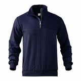 Retro Casual Stand-Collar Jacquard Half-Zip Sweatshirt
