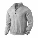 Retro Casual Stand-Collar Jacquard Half-Zip Sweatshirt