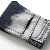 Pantaloni punk da uomo in cotone con stampa teschio patch