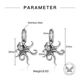 Retro Dark-Style Stainless Steel Octopus Drop Earrings