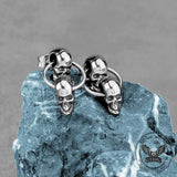 Retro Double Skull Stainless Steel Stud Earrings | Gthic.com