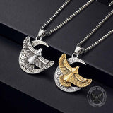 Retro Eagle Moon Stainless Steel Pendant 01 | Gthic.com