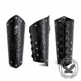 Retro Embossed Skull Rivet PU Leather Knight Bracers