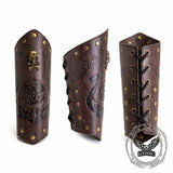 Retro Embossed Skull Rivet PU Leather Knight Bracers