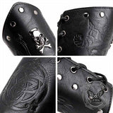 Retro Embossed Skull Rivet PU Leather Knight Bracers